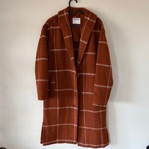 Old Navy Women's Tan Checkered Teddy Jacket
